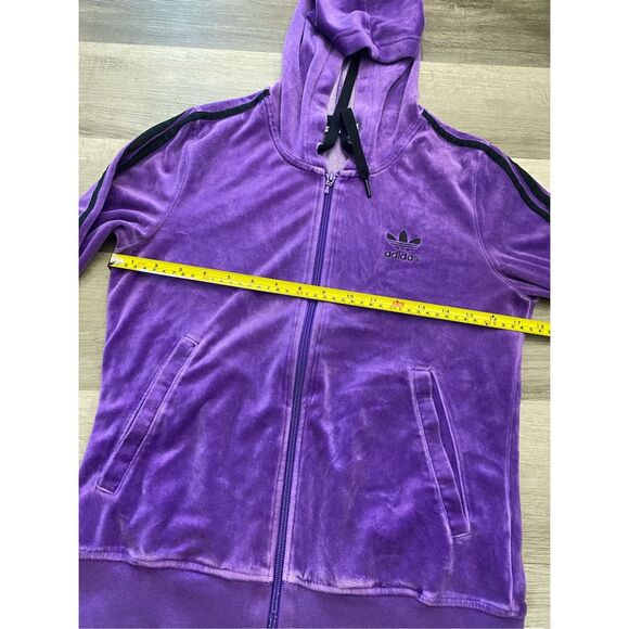 Adidas Originals Hooded Velour Track Top Zip-Up Jacket, Size Medium - Picture 3 of 6